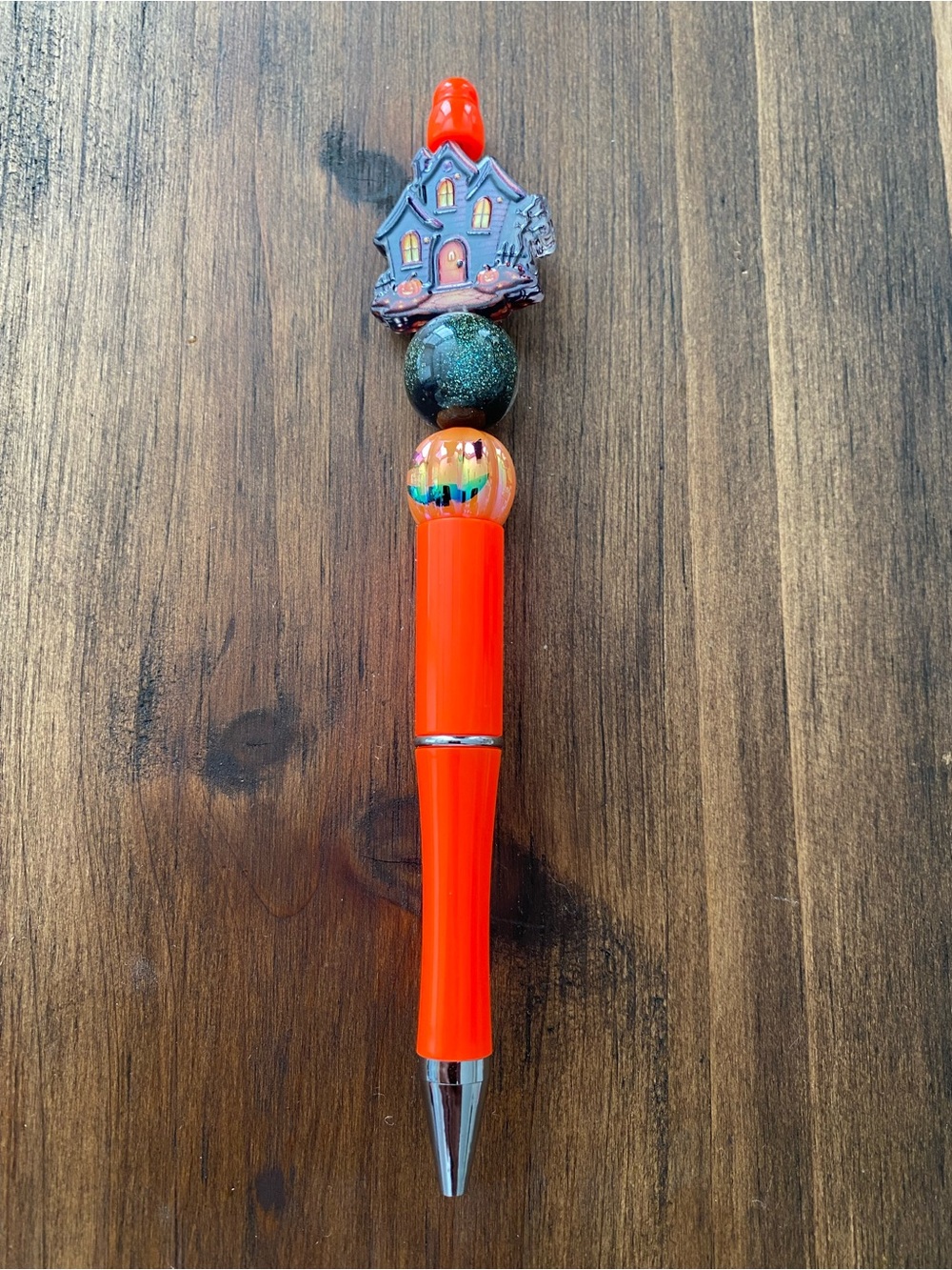 Orange Halloween Beaded Pen